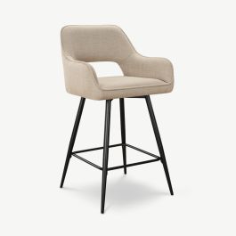 Maite Bar Stool, Beige Fabric
