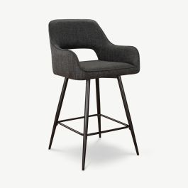 Maite Bar Stool, Dark Grey Fabric
