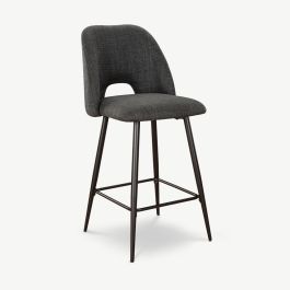 Caio Counter Bar Stool, Dark Grey Fabric