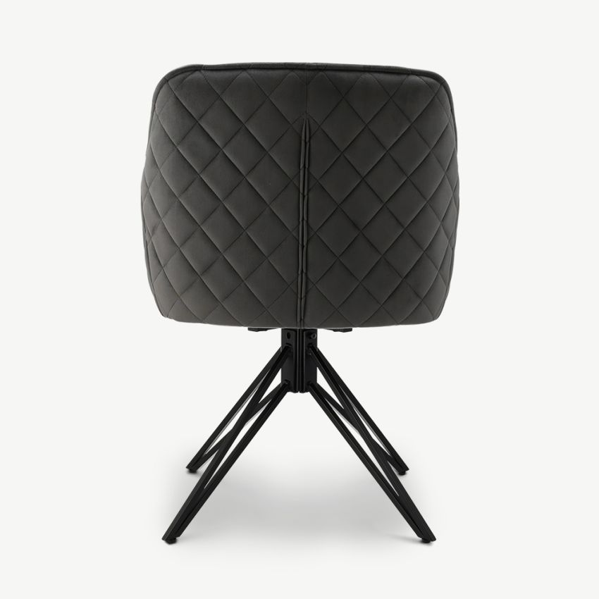 Venice Swivel Dining Armchair, Grey Velvet