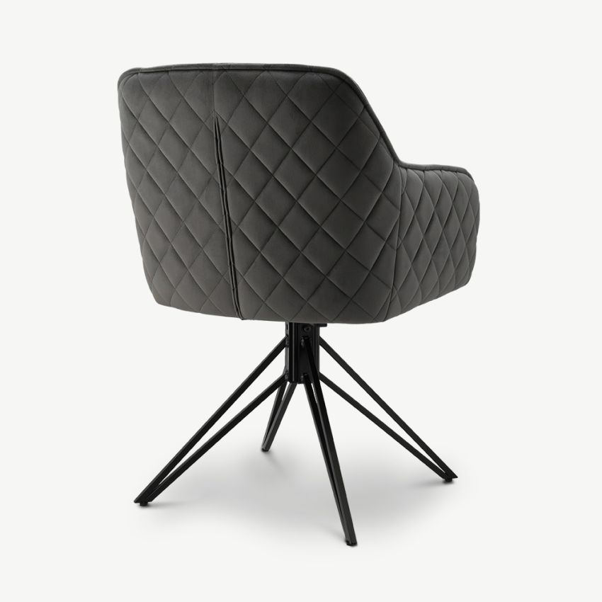 Venice Swivel Dining Armchair, Grey Velvet