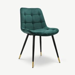 Chloé Quilted Dining Chair, Green Velvet