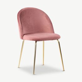 Paris Dining Chair, Pink Velvet & Brass legs