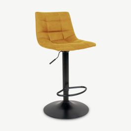 England Adjustable Stool, Mustard Yellow Velvet