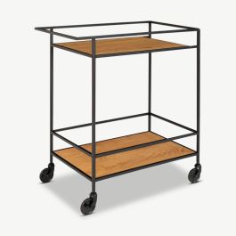 Vice Bar Trolley, Oak Look & Metal