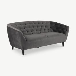 Aria 3 Seater Sofa, Dark Grey Velvet