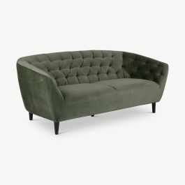 Aria 3 Seater Sofa, Forest Green Velvet