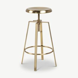 Rhye Adjustable Stool, Gold Metal