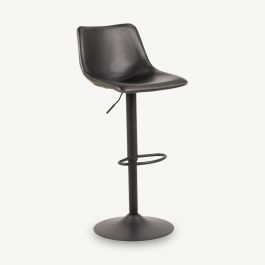 Ridge Adjustable Stool, Black PU Leather
