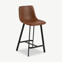 Ridge Kitchen Stool, Cognac PU Leather