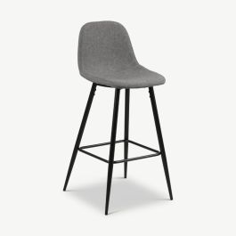 Noel Fabric Bar Stool, Grey, Metal Legs