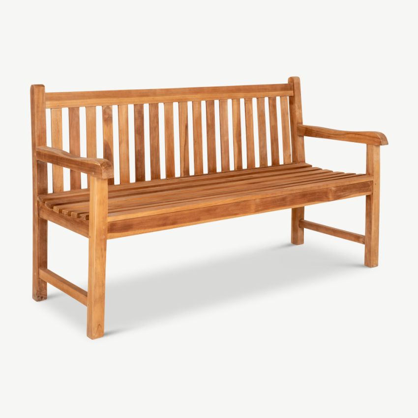 Boca Wooden Garden Bench, Natural Teak