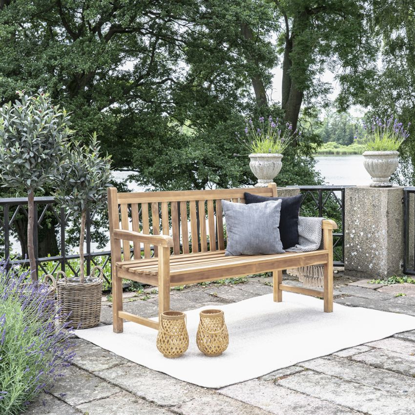 Boca Wooden Garden Bench, Natural Teak