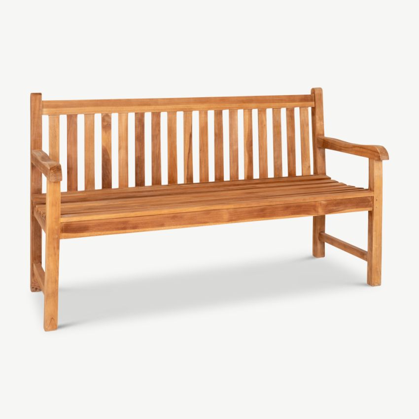 Boca Wooden Garden Bench, Natural Teak