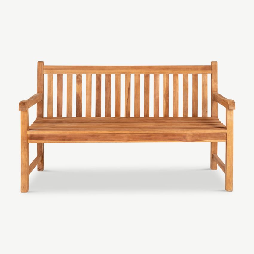 Boca Wooden Garden Bench, Natural Teak
