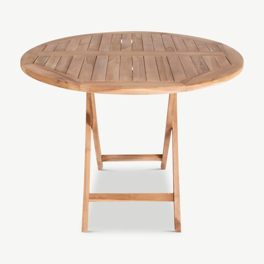 Oranda Round Garden Table, Natural Teak