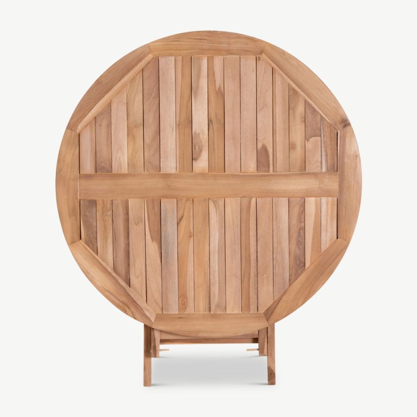 Oranda Round Garden Table, Natural Teak