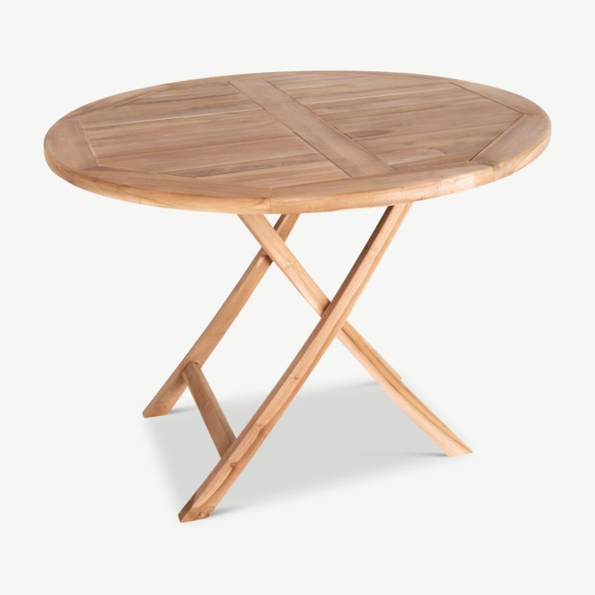 Oranda Round Garden Table, Natural Teak