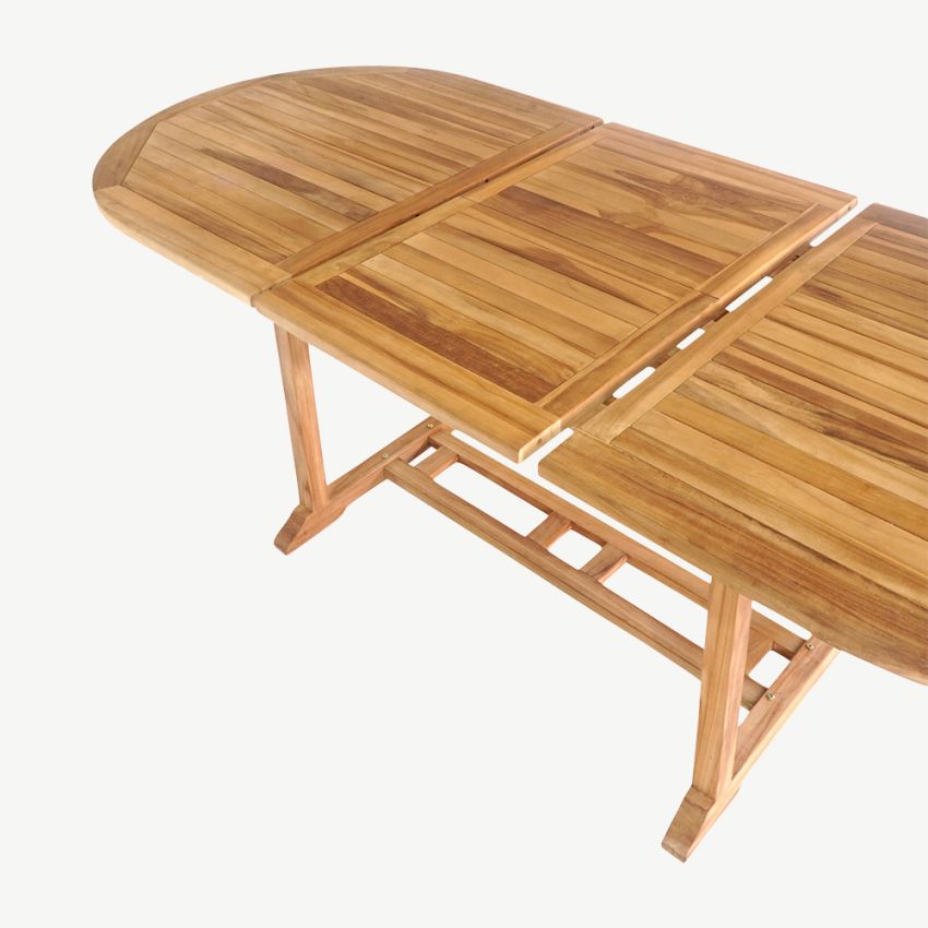 Shira Extendable Garden Table, Natural Teak