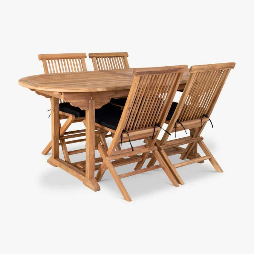 Shira Extendable Garden Table, Natural Teak