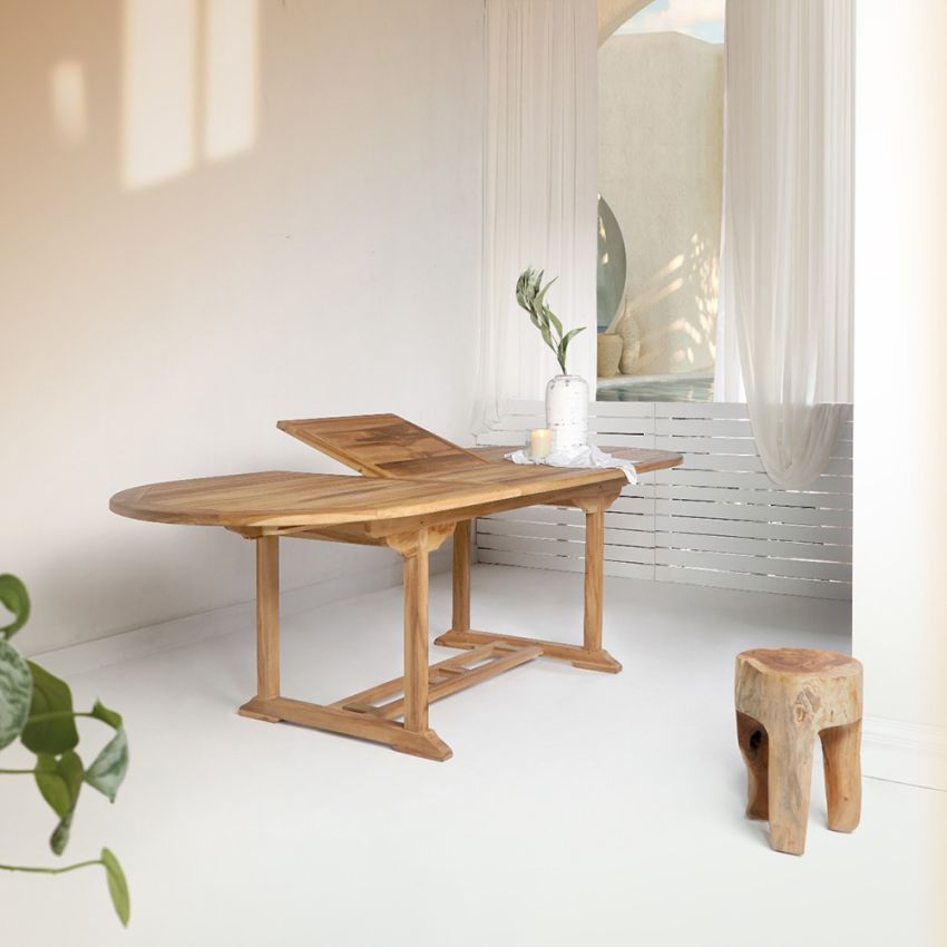 Shira Extendable Garden Table, Natural Teak
