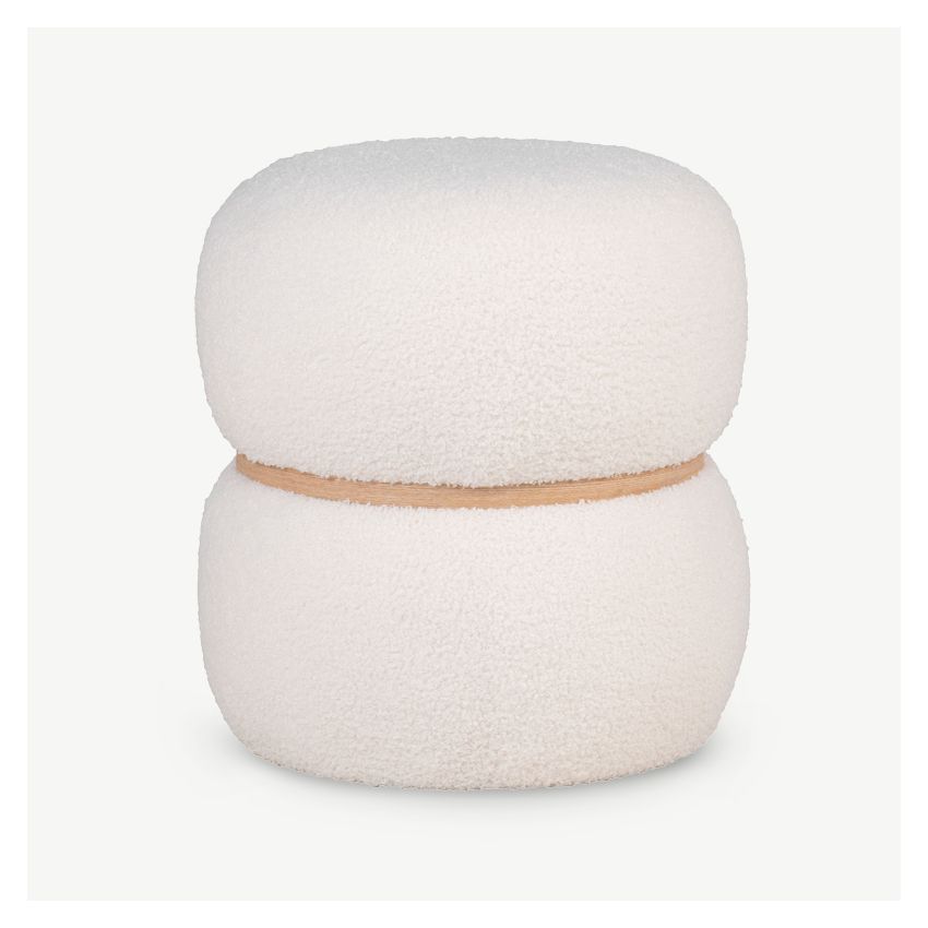 Noah Pouffe, White Bouclé