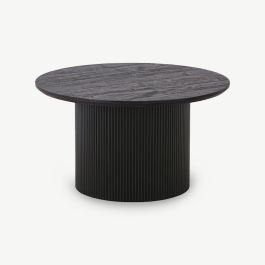 Duarte Round Coffee Table, Dark Brown Wood