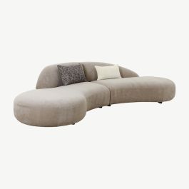 Sage Curved 4 Seater Sofa, Beige Chenille