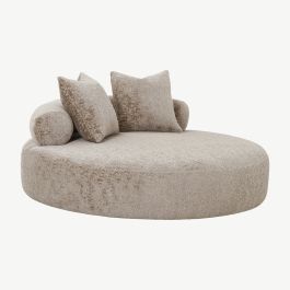 Faye Round Daybed, Taupe Chenille