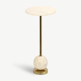 Avorio Round Side Table, Marble & Brass