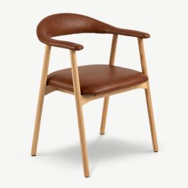 Bjorn Dining Armchair, Cognac PU Leather