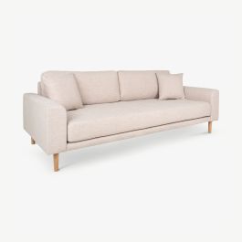 Lalita 3 Seater Sofa, Sand Fabric