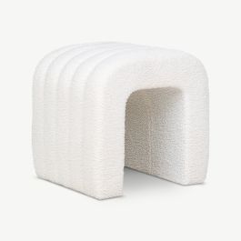 Oriana Design Pouffe, White Bouclé