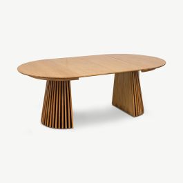 Medora Extendable Oval Dining Table, Natural Oak Wood - 120 cm
