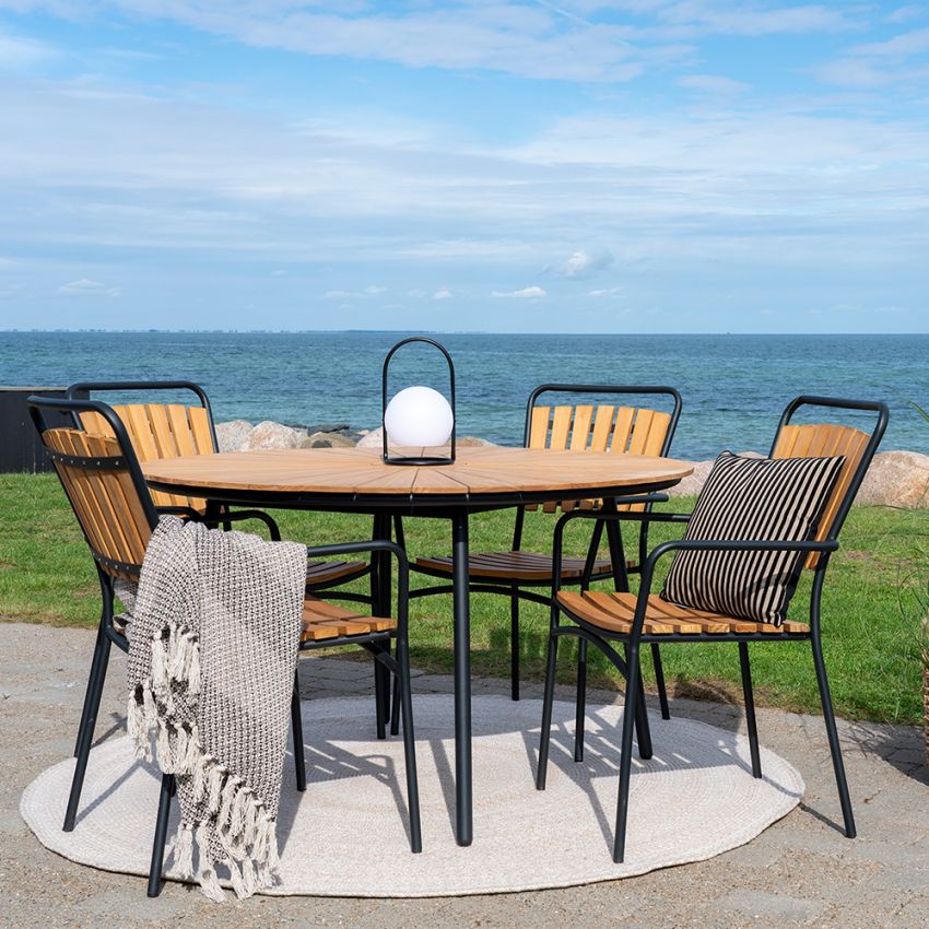 Beckett Teak Garden Chair, Natural Wood, Black