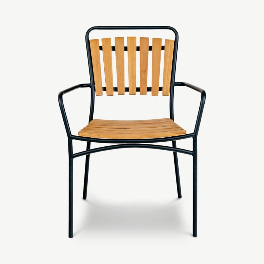 Beckett Teak Garden Chair, Natural Wood, Black