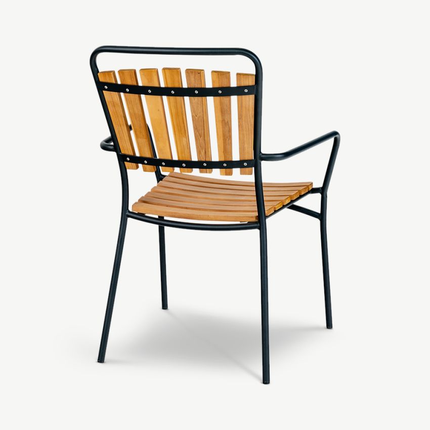 Beckett Teak Garden Chair, Natural Wood, Black