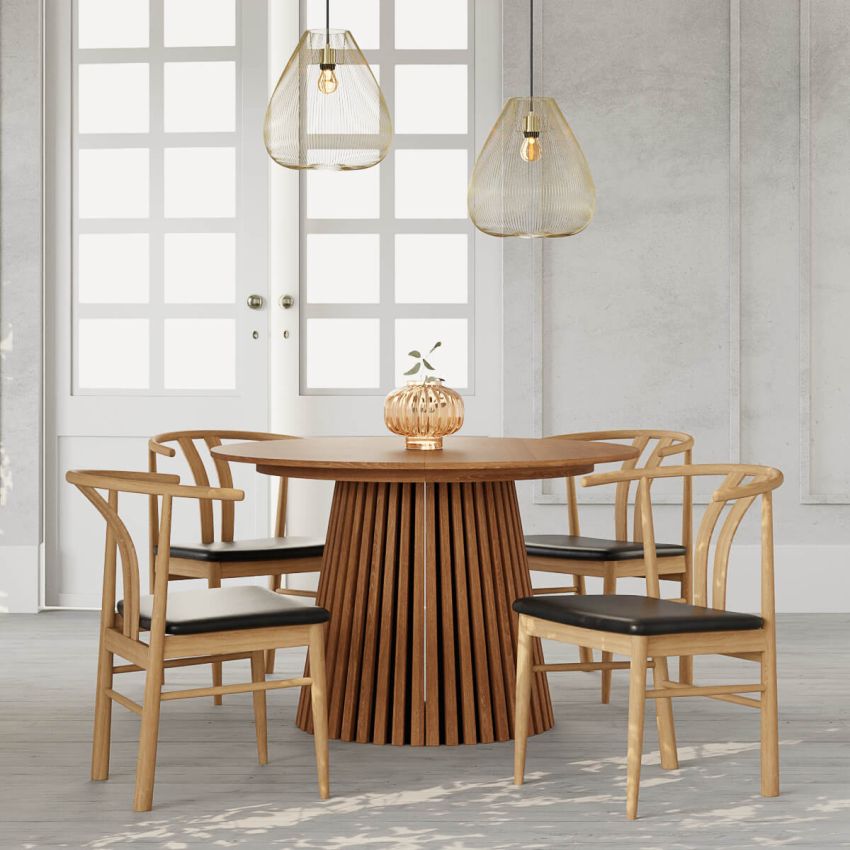 Rea Wooden Dining Chair, Natural & Black