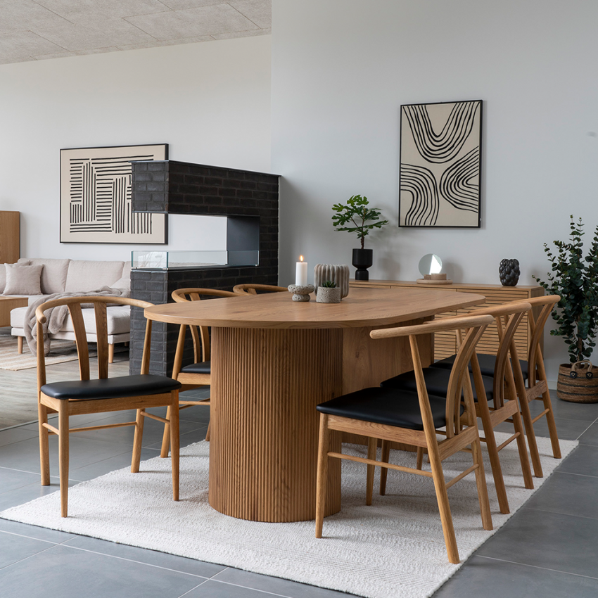 Rea Wooden Dining Chair, Natural & Black