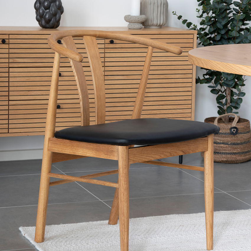 Rea Wooden Dining Chair, Natural & Black