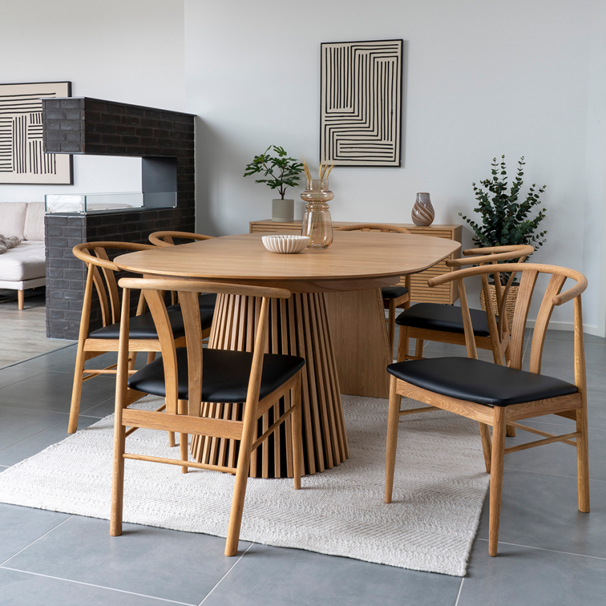 Rea Wooden Dining Chair, Natural & Black