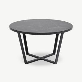 Avery Round Coffee Table, Black Marble Look