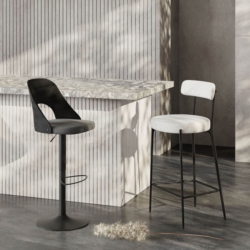 Neveah Adjustable Stool, Dark Grey Fabric
