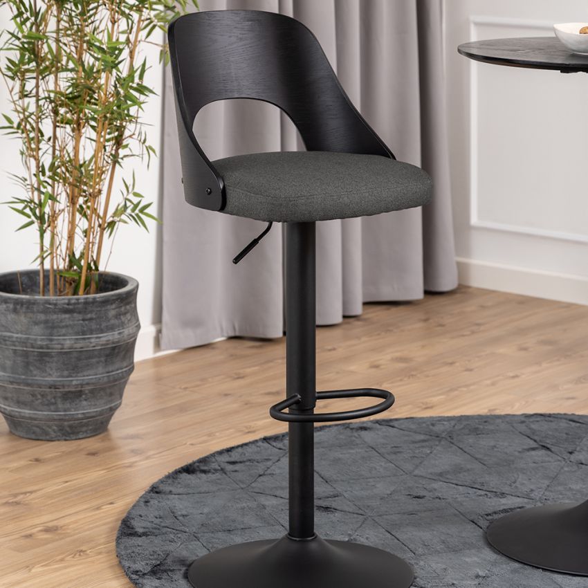 Neveah Adjustable Stool, Dark Grey Fabric
