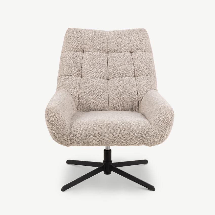 Lessie Swivel Lounge Chair, Beige Fabric