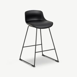 Ellis Steel Counterstool, Black PU leather