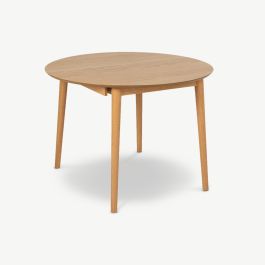 Devi Extendable Round Dining Table, Natural Wood - Ø115 cm