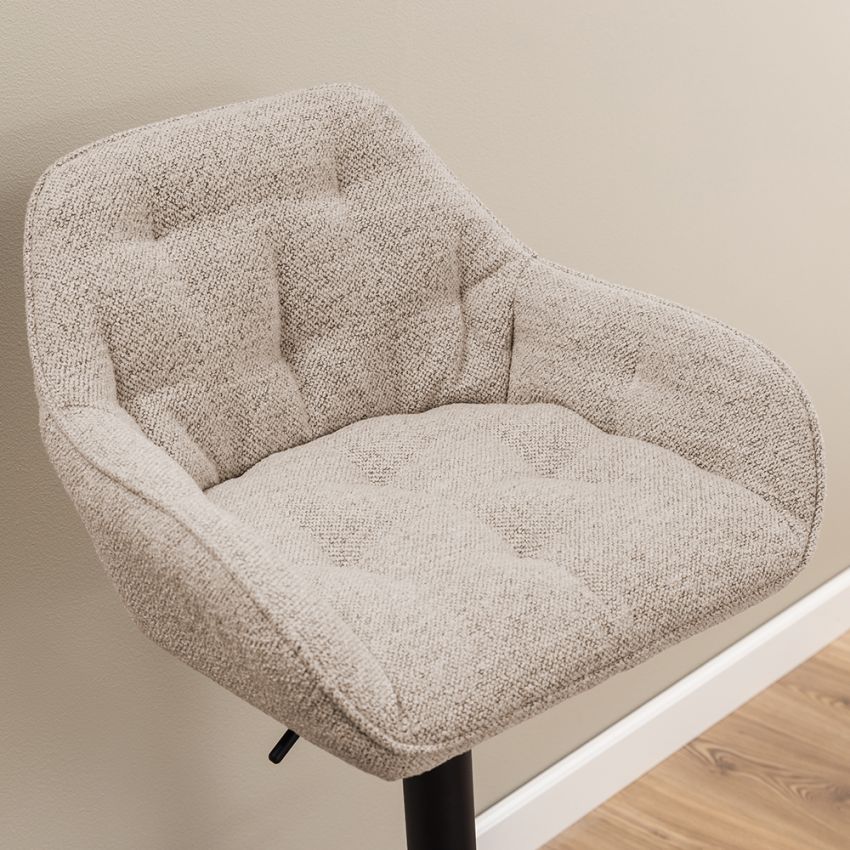 Brooke Adjustable Stool, Beige Bouclé