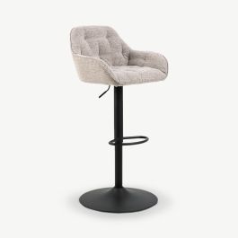 Brooke Adjustable Stool, Beige Bouclé