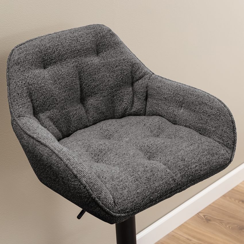 Brooke Adjustable Stool, Anthracite Bouclé
